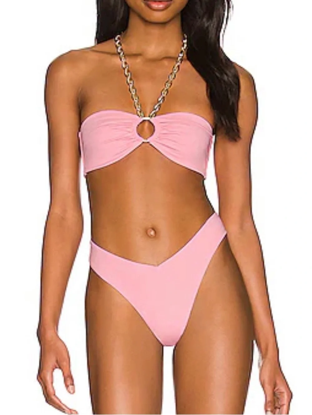 Weworewhat Necklace Bandeau Bikini Set NWT
